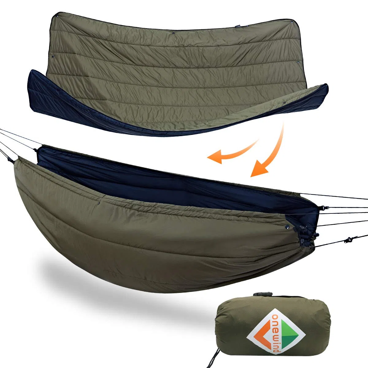 Onewind Hängematte Underquilt, volle Länge unter Decke mit Isolierung für Hängematte Camping,4 Jahreszeiten, Wandern, Backpacking und Reisen. Leicht und tragbar