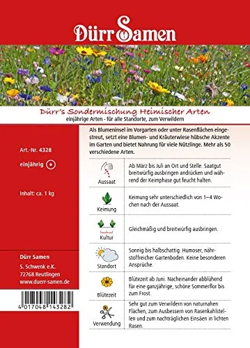 Dürr Samen 4328 Dürr Samen's Sondermischung Heimischer Arten 1 kg (Blumensamen)