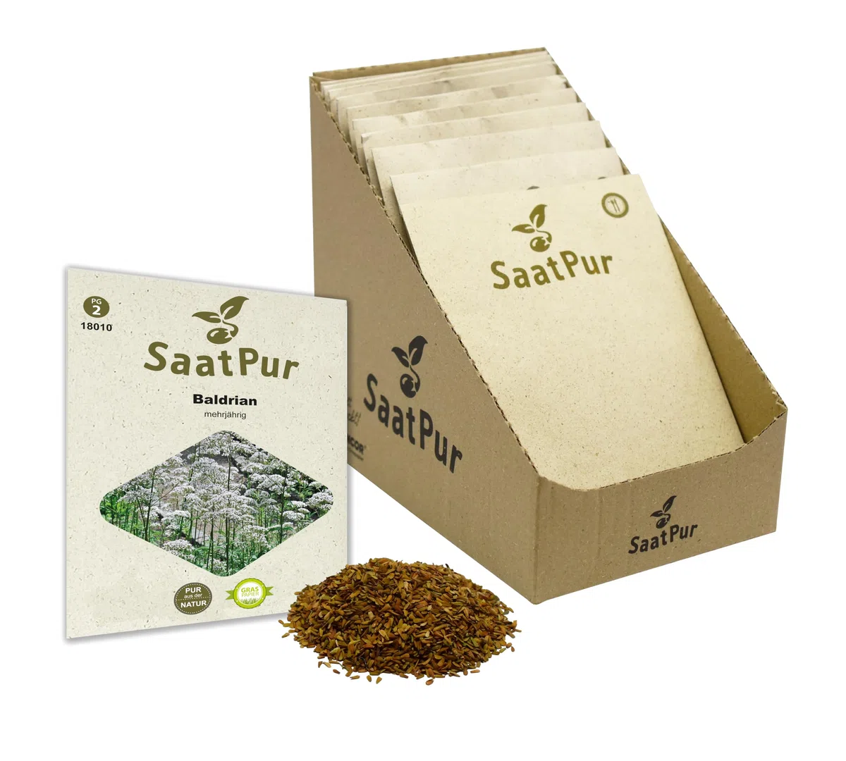 SaatPur Baldrian Samen, Saatgut - Kleines Tray mit 25 Portionstüten für je ca. 150 Pflanzen