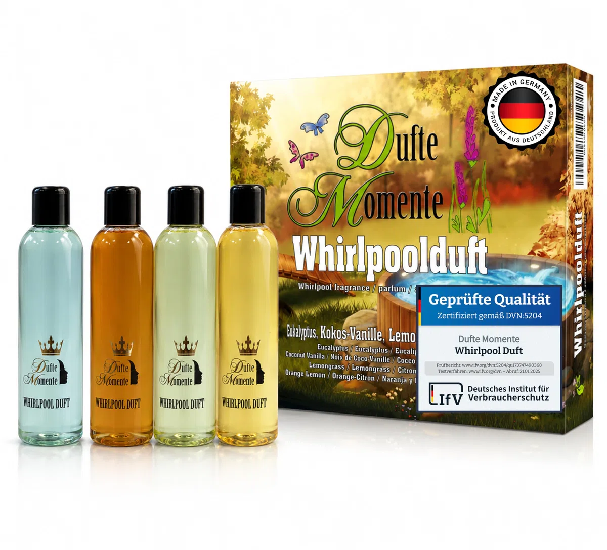 Dufte Momente Whirlpool-Duft-Set – 4x250ml – Intensives Aromatherapie-Erlebnis für Whirlpool & Jacuzzi – Ohne Schaumbildung, für klares Wasser