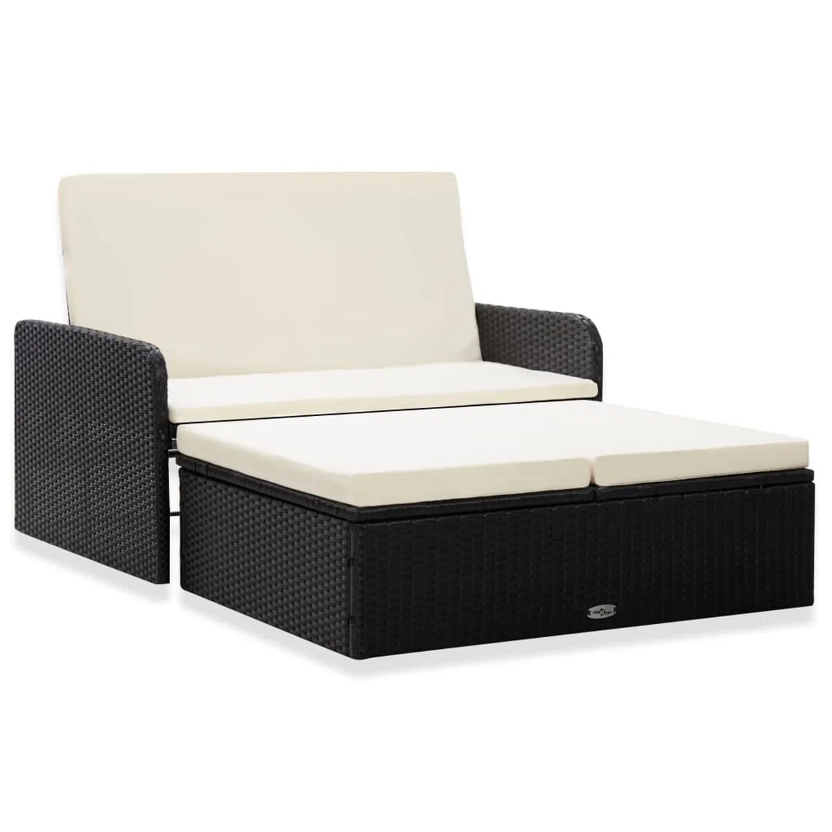 2-TLG. Garten-Lounge-Set mit Auflagen, Lounge Gartenmöbel Set, Terassenmöbel Wetterfest, Loungemöbel Terrasse, Gartenlounge, Balkonmöbel, Garten Loungemöbel Set, Poly Rattan Schwarz