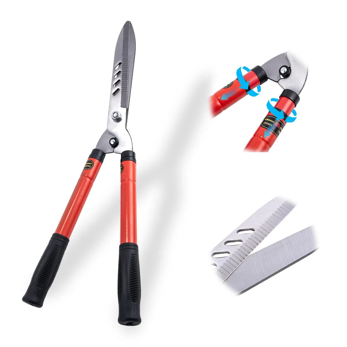 Heckenschere, robuste Gartenheckenschere mit ausziehbarem Griff, ausziehbar auf 29,7 Zoll, große manuelle Heckenschere zum Beschneiden von Sträuchern, Buchsbäumen, Buschscheren, Gartengeräte