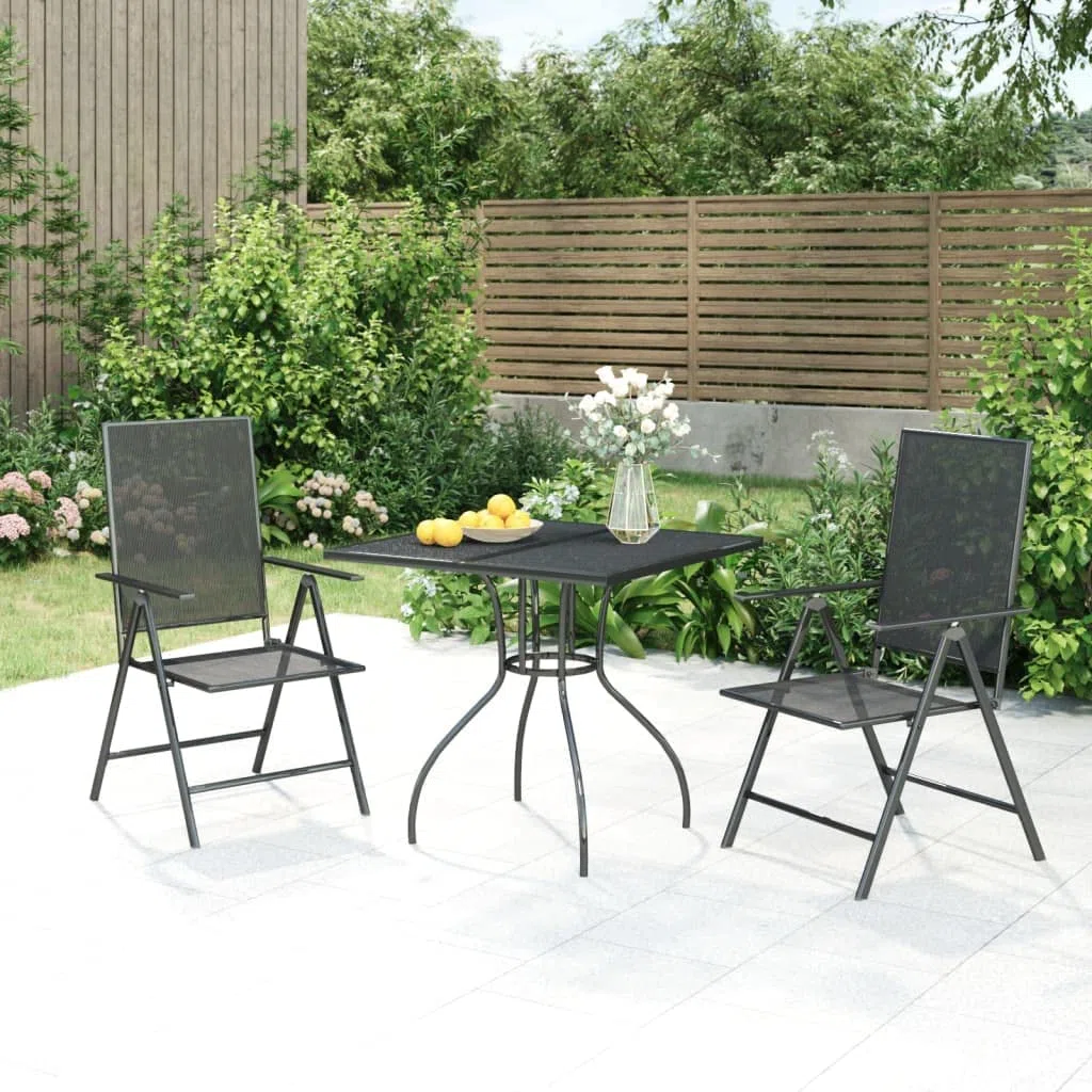 Gartenlounge set Loungemöbel 3-tlg. Garten-Essgruppe Anthrazit Stahl