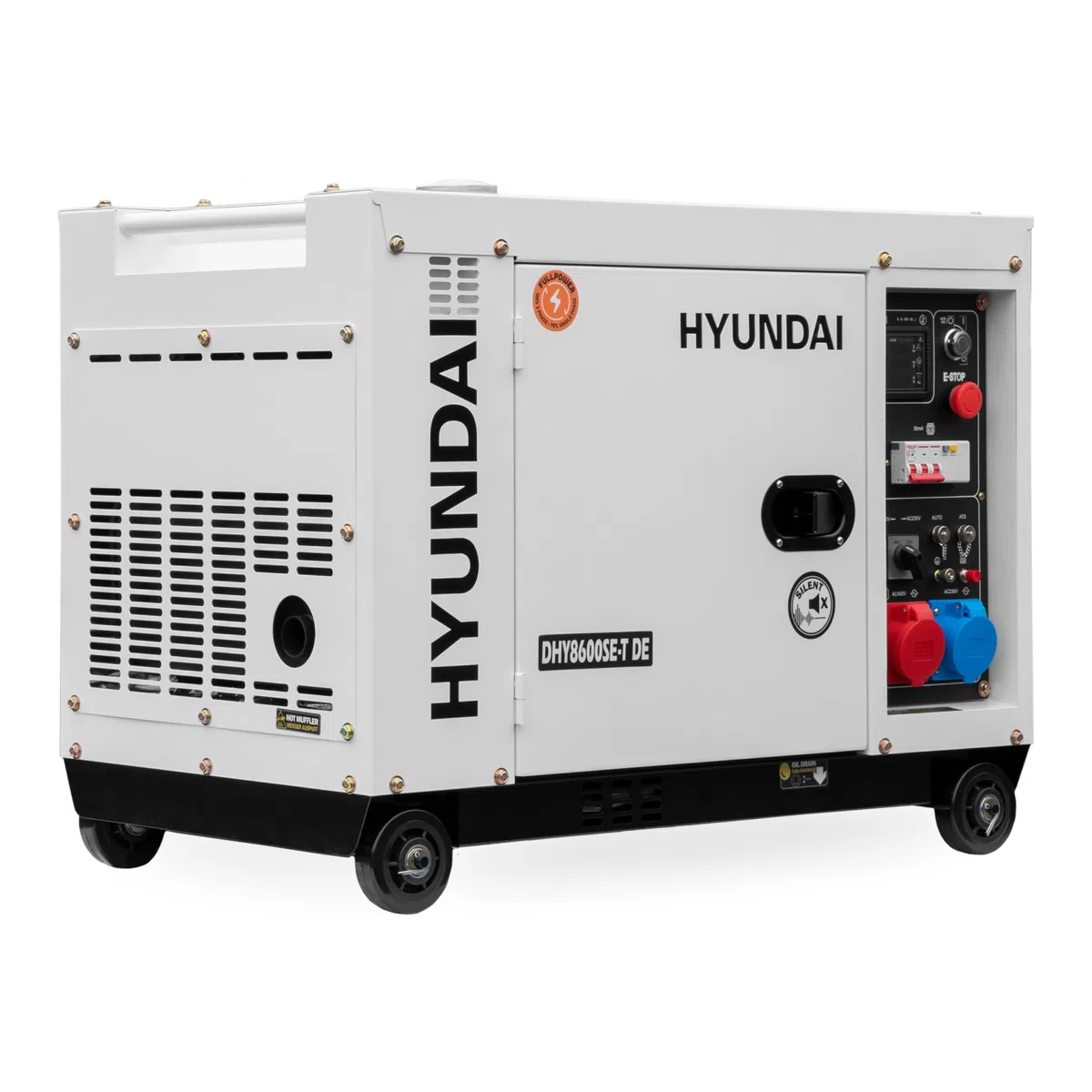 HYUNDAI Diesel Generator, Stromerzeuger mit 7.9kVA (400V) / 6.0kW (230V), Notstromaggregat für Baustellen, Stromgenerator, Stromaggregat (DHY8600SE-T mit 230V/400V Anschlüssen)
