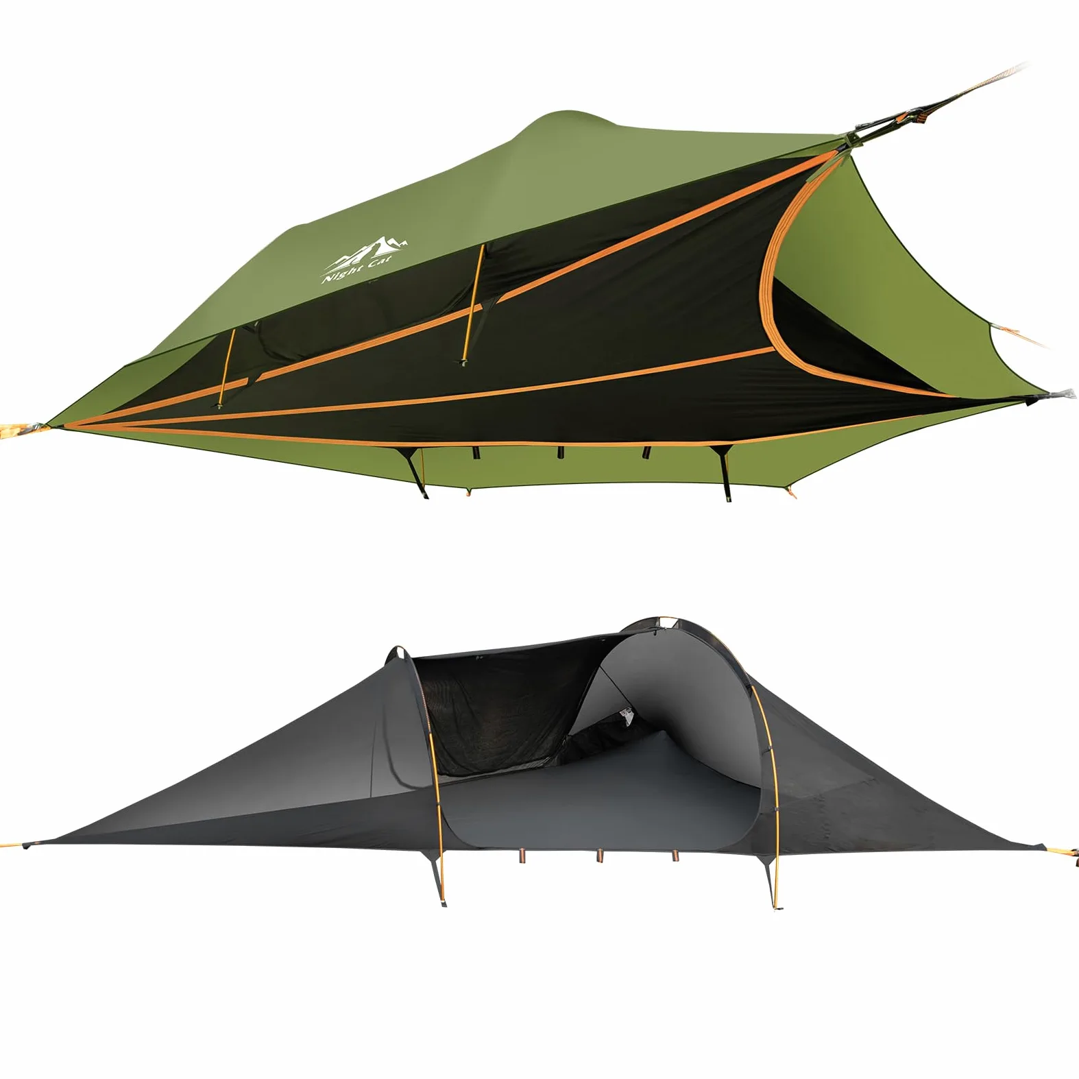Night Cat Hängematte Zelt mit Moskitonetz wasserdichte Regenfliege Für 2 Person Wandern Camping im Garten Hinterhof Wilde