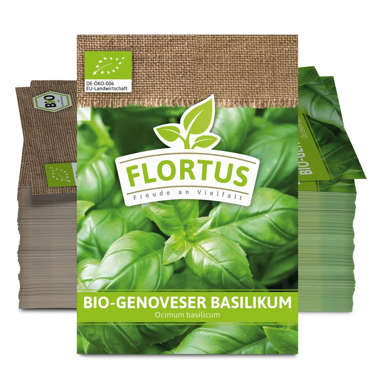 FLORTUS 2000-0187-100x BIO Genoveser Basilikum (100 Tütchen) (BIO Basilikumsamen)
