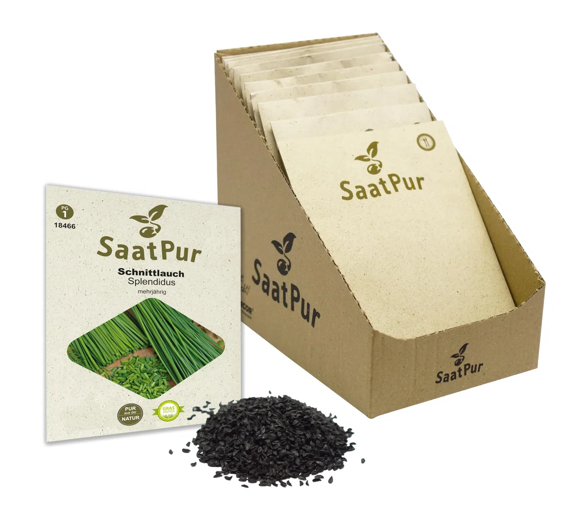 SaatPur Schnittlauch Samen, Saatgut - Kleines Tray mit 25 Portionstüten für je ca. 200 Pflanzen
