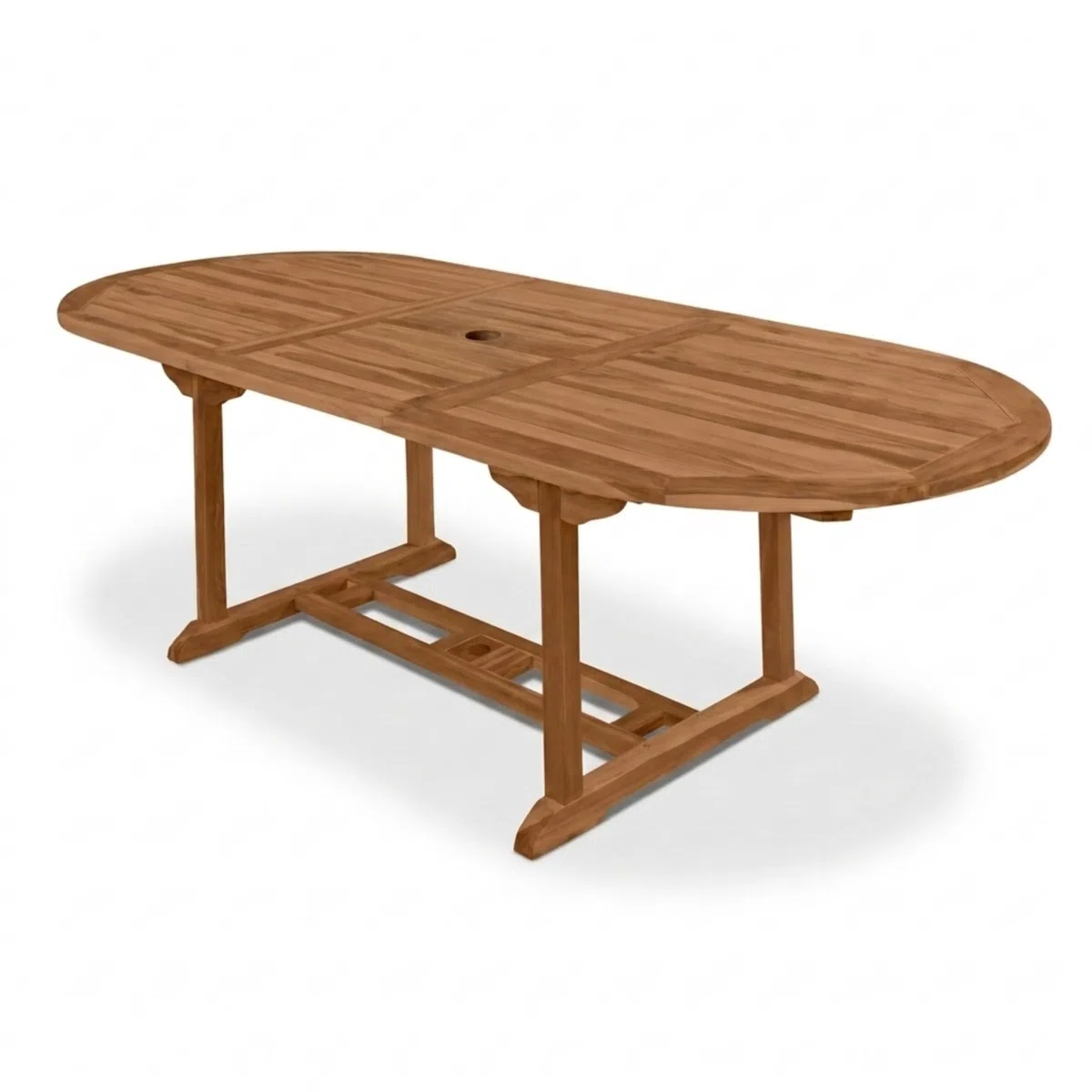 SAM Premium Gartentisch oval ausziehbar Aruba, Garten Tisch aus Teakholz 180-240 x 100 cm, wetterfester Terrassentisch mit Schirmloch, ovaler Holztisch für Garten Terrasse, massiver Holz Esstisch