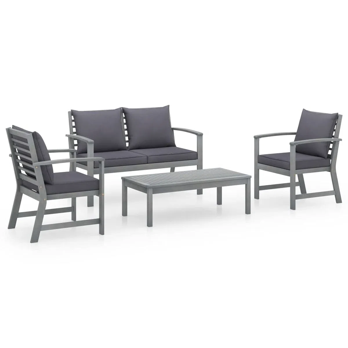 4-TLG. Garten-Lounge-Set mit Auflagen Massivholz Akazie, Lounge Gartenmöbel Set, Terassenmöbel Wetterfest, Loungemöbel Terrasse, Gartenlounge, Garten Loungemöbel Set, 311825