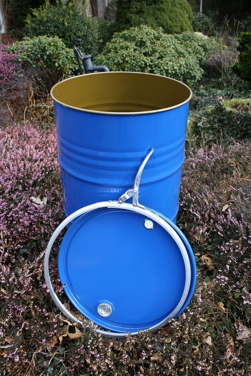 Stahl Spannring Deckelfass 200 Ltr - / mit X/Y DOPPELZULASSUNG/Stahlfass Blechfass Spundfass Ölfass
