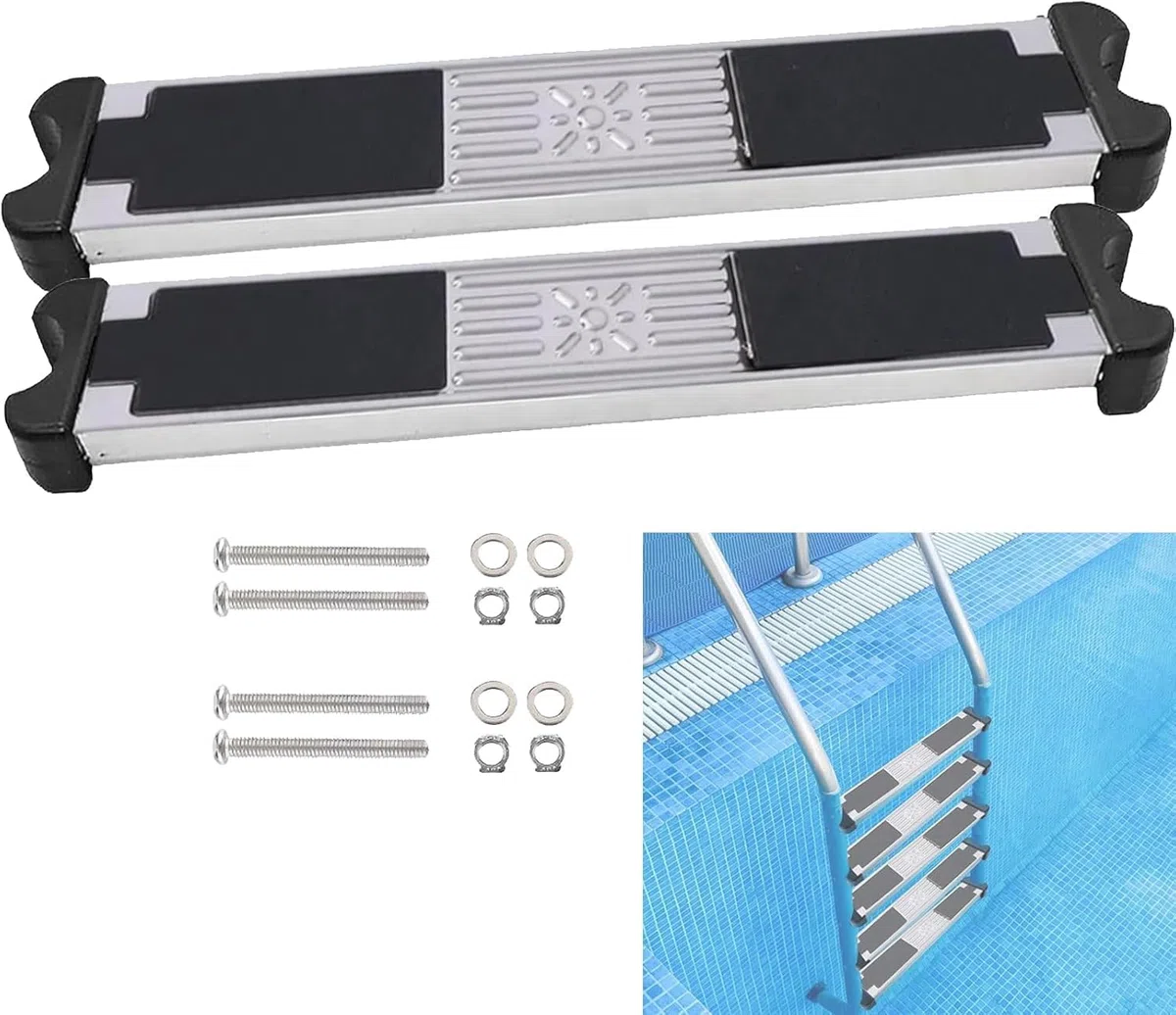 Edelstahl Poolleiter Ersatzstufe, 6er-Pack Ersatzschritte für Poolleiter, Schwimmbadleitern Pedale mit Schrauben, Pool Ersatzstufe für Ersatz Oberirdische und Inerdische, bis 150 kg